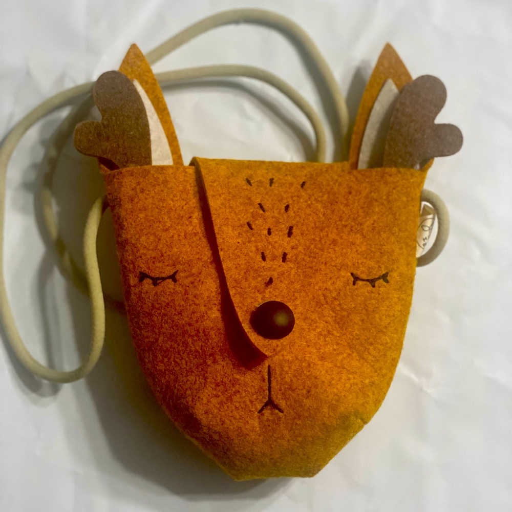 Kids Felt Deer Crossbody Bag in Orange